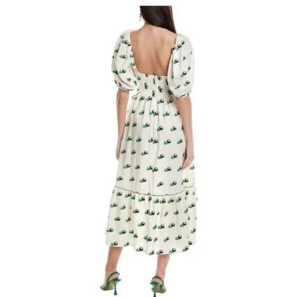 FARM RIO Cross Stitch Coconut‎ Embroidered Midi Dress linen NWT small - Picture 6 of 14